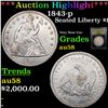 ***Auction Highlight*** 1843-p Seated Liberty Dollar $1 Graded Choice AU/BU Slider By USCG (fc)