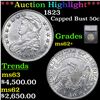 ***Auction Highlight*** 1823 Capped Bust Half Dollar 50c Graded ms62+ By SEGS (fc)