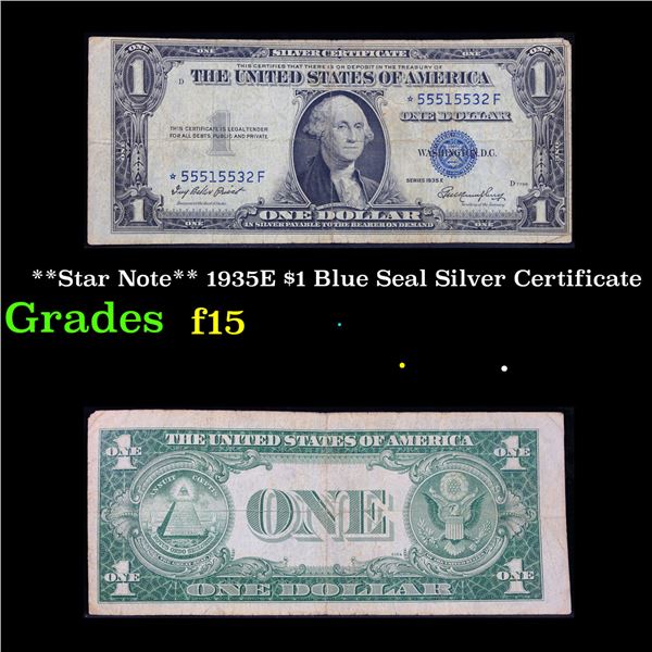 **Star Note** 1935E $1 Blue Seal Silver Certificate Grades f+