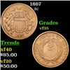 Image 1 : 1867 Two Cent Piece 2c Grades vf++