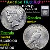 ***Auction Highlight*** 1928-p Peace Dollar $1 Graded ms63+ By SEGS (fc)