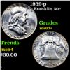 Image 1 : 1959-p Franklin Half Dollar 50c Grades Select+ Unc