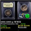 Image 1 : Proof 1991-1995-p WWII Modern Commem Half Dollar 50c Graded GEM++ Proof Deep Cameo BY USCG