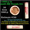 Image 1 : Shotgun Lincoln 1c roll, 1980-p 50 pcs Merchants Bank Wrapper.