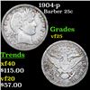 Image 1 : 1904-p Barber Quarter 25c Grades vf+