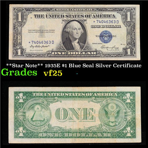 **Star Note** 1935E $1 Blue Seal Silver Certificate Grades vf+