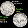 1936-d Buffalo Nickel 5c Grades Select AU