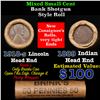 Image 1 : Mixed small cents 1c orig shotgun roll, 1918-s Wheat Cent, 1889 Indian Cent other end, Brinks Wrappe