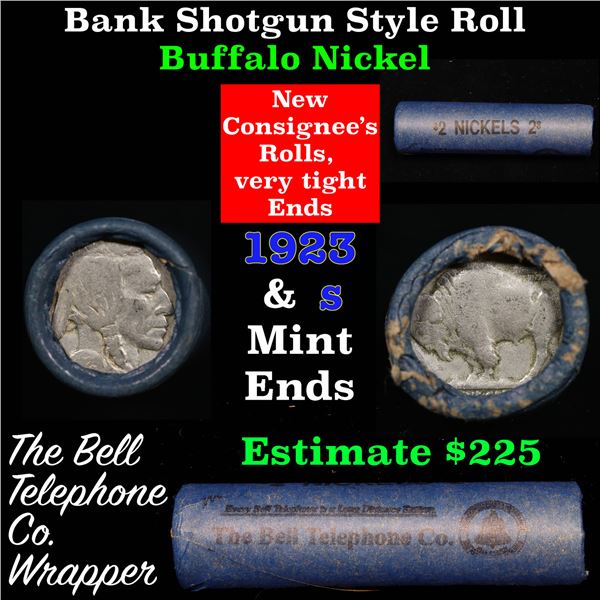 Buffalo Nickel Shotgun Roll in Old Bank Style 'Bell Telephone'  Wrapper 1923 &s Mint Ends Grades