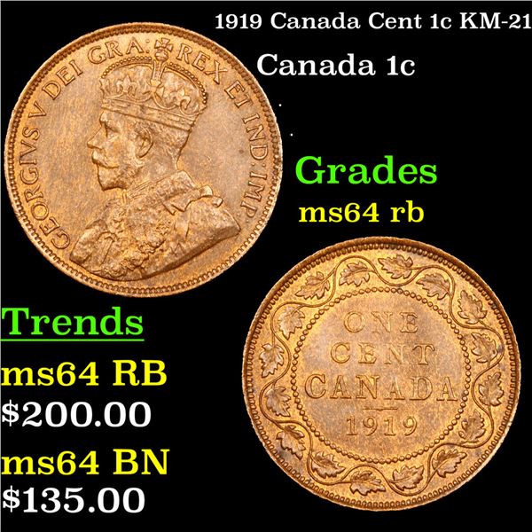 1919 Canada Cent 1c KM-21 Grades Choice Unc RB