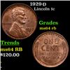 Image 1 : 1929-s Lincoln Cent 1c Grades Choice Unc RB