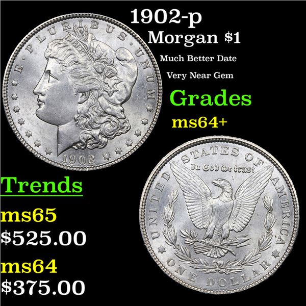 1902-p Morgan Dollar $1 Grades Choice+ Unc