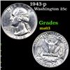 Image 1 : 1943-p Washington Quarter 25c Grades Select Unc