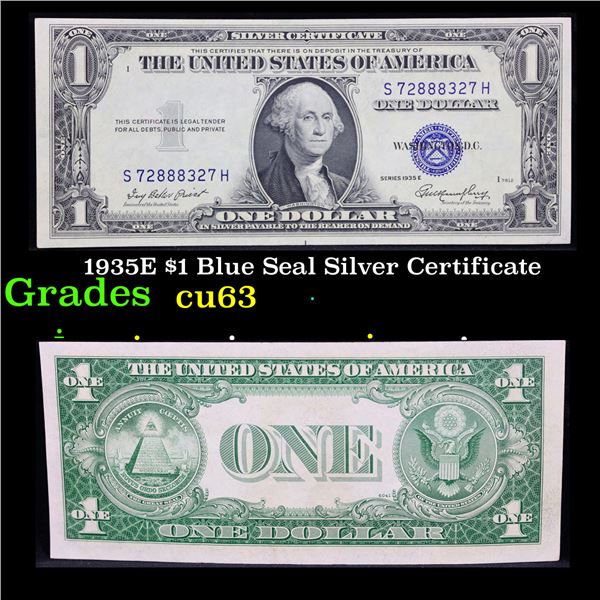 1935E $1 Blue Seal Silver Certificate Grades Select CU