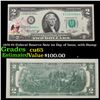 Image 1 : 1976 $2 Federal Reserve Note 1st Day of Issue, with Stamp Grades Gem CU