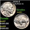 Image 1 : 1938-d Buffalo Nickel 5c Grades GEM++ Unc