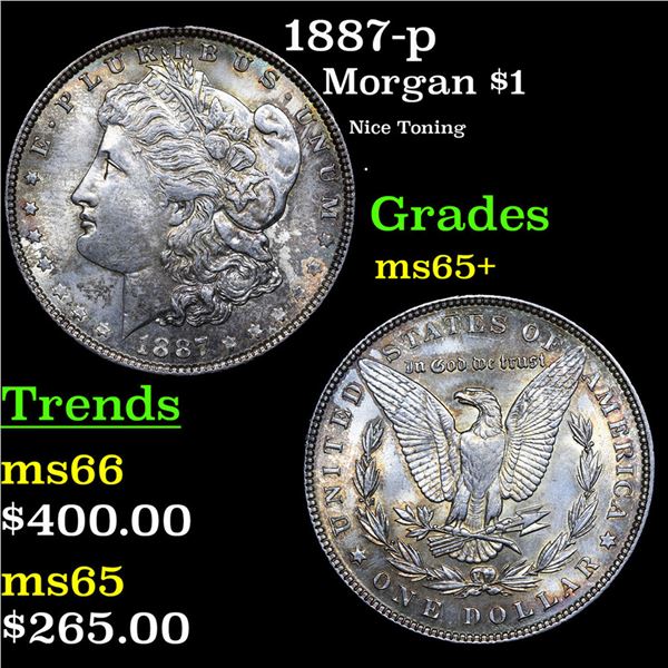 1887-p Morgan Dollar $1 Grades GEM+ Unc