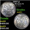 Image 1 : 1887-p Morgan Dollar $1 Grades GEM+ Unc