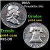 Image 1 : Proof 1963 Franklin Half Dollar 50c Grades Choice Proof Cameo