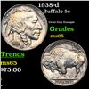 1938-d Buffalo Nickel 5c Grades GEM Unc