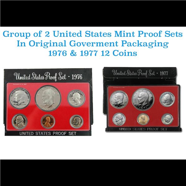 Group of 2 United States Mint Proof Sets 1976-1977 12 coins