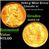 Image 1 : 1942-p Lincoln Cent Mint Error 1c Grades Choice Unc RD