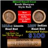 Image 1 : Mixed small cents 1c orig shotgun roll, 1918-s Wheat Cent, 1887 Indian Cent other end, Brinks Wrappe