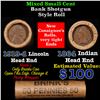 Image 1 : Mixed small cents 1c orig shotgun roll, 1919-d Wheat Cent, 1864 Indian Cent other end, Brinks Wrappe