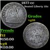 Image 1 : 1877-cc Seated Liberty Quarter 25c Grades vg+