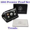 Image 1 : 1993 United States Premier Silver Proof Set in Display case. 5 Coins Inside!