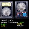 Image 1 : 1991-d USO Modern Commem Dollar $1 Graded ms70, Perfection BY USCG