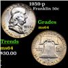 Image 1 : 1959-p Franklin Half Dollar 50c Grades Choice Unc