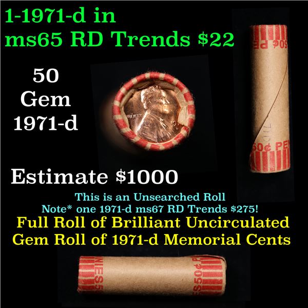 Shotgun Lincoln 1c roll, 1971-d 50 pcs Wrapper.