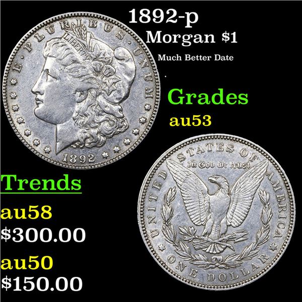 1892-p Morgan Dollar $1 Grades Select AU