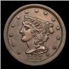 Image 2 : 1857 Braided Hair Half Cent C-1 1/2c Graded ms63 bn By SEGS