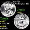 Image 1 : 1947-p Washington Quarter 25c Grades GEM++ Unc