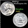 Image 1 : 1943-p Washington Quarter 25c Grades Select Unc