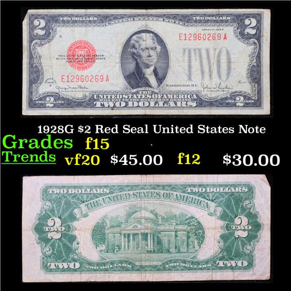 1928G $2 Red Seal United States Note Grades f+