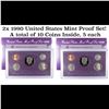 Image 1 : 2x 1990 United States Mint Proof Set! A total of 10 Coins Inside, 5 each!