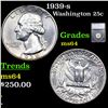 Image 1 : 1939-s Washington Quarter 25c Graded ms64 By SEGS