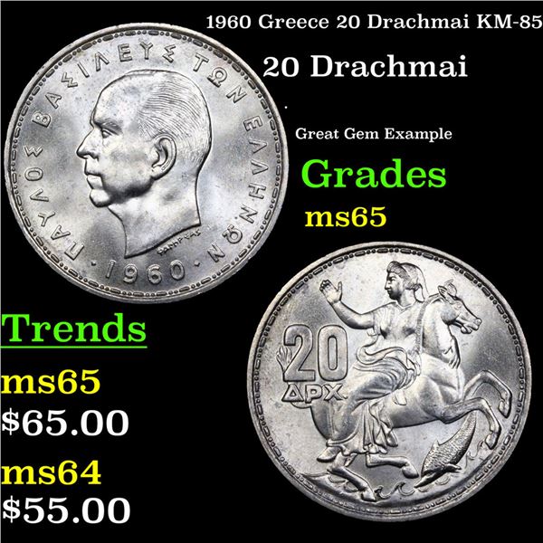 1960 Greece 20 Drachmai KM-85 Grades GEM Unc