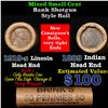 Image 1 : Mixed small cents 1c orig shotgun roll, 1919-s Wheat Cent, 1889 Indian Cent other end, Brinks Wrappe