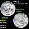 Image 1 : 1943-p Washington Quarter 25c Grades GEM+ Unc