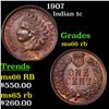 Image 1 : 1907 Indian Cent 1c Grades GEM+ Unc RB