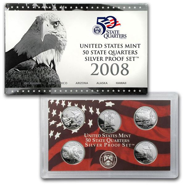 2008 United States Quarters Proof Set - 5 pc set Low mintage.