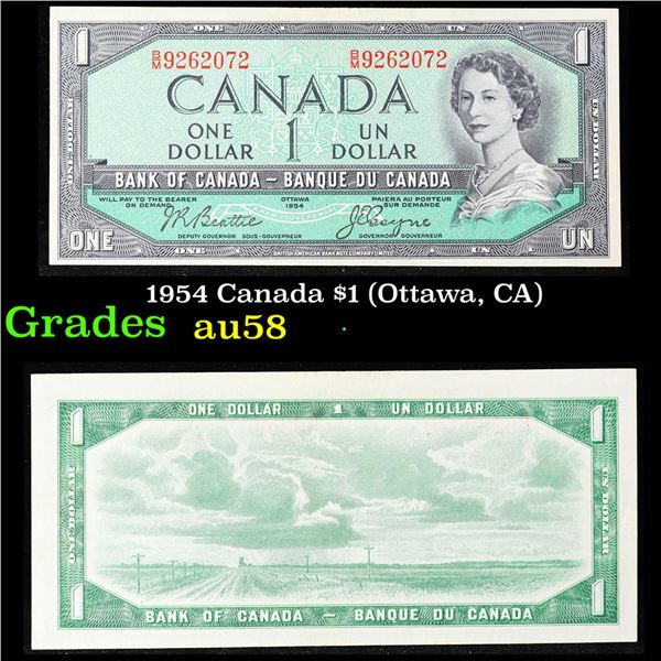 1954 Canada $1 (Ottawa, CA) Grades Choice AU/BU Slider