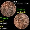Image 1 : 1818 Coronet Head Large Cent 1c Grades vg details