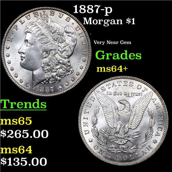 1887-p Morgan Dollar $1 Grades Choice+ Unc