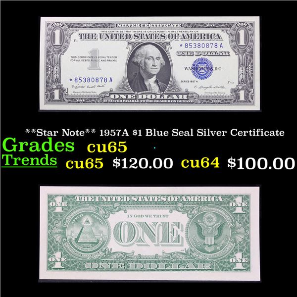 **Star Note** 1957A $1 Blue Seal Silver Certificate Grades Gem CU