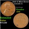 Image 1 : 1947-d Lincoln Cent Mint Error 1c Grades xf+